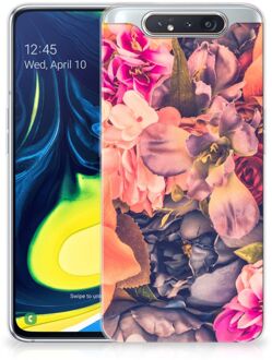 B2Ctelecom Back Cover Samsung A80 TPU Siliconen Hoesje Bosje Bloemen