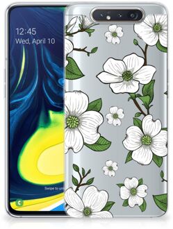 B2Ctelecom Back Cover Samsung A80 TPU Siliconen Hoesje Dogwood Flowers