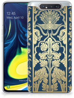 B2Ctelecom Back Cover Samsung A80 TPU Siliconen Hoesje Golden Flowers