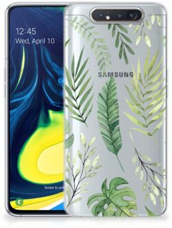 B2Ctelecom Back Cover Samsung A80 TPU Siliconen Hoesje Leaves