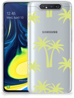 B2Ctelecom Back Cover Samsung A80 TPU Siliconen Hoesje Palmtrees