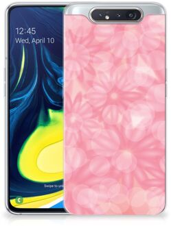 B2Ctelecom Back Cover Samsung A80 TPU Siliconen Hoesje Spring Flowers