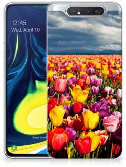 B2Ctelecom Back Cover Samsung A80 TPU Siliconen Hoesje Tulpen