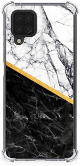 B2Ctelecom Back Cover Samsung Galaxy A12 Smartphone hoesje met doorzichtige rand Marble White Black