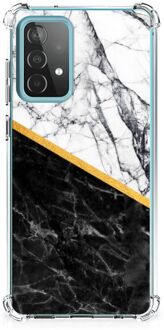 B2Ctelecom Back Cover Samsung Galaxy A52 4G/5G Smartphone hoesje met doorzichtige rand Marble White Black