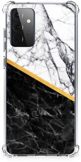 B2Ctelecom Back Cover Samsung Galaxy A72 4G/5G Smartphone hoesje met doorzichtige rand Marble White Black