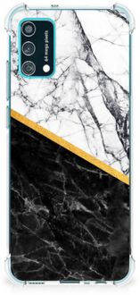 B2Ctelecom Back Cover Samsung Galaxy M02s | A02s Smartphone hoesje met doorzichtige rand Marble White Black