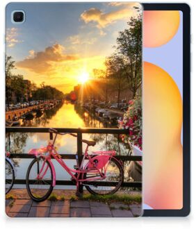 B2Ctelecom Back Cover Samsung Galaxy Tab S6 Lite Hippe Hoesje Amsterdamse Grachten  met transparant zijkanten