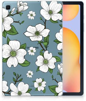 B2Ctelecom Back Cover Samsung Galaxy Tab S6 Lite Tablethoesje met Naam Dogwood Flowers met transparant zijkanten