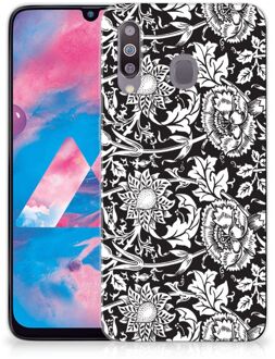 B2Ctelecom Back Cover Samsung M30 TPU Siliconen Hoesje Black Flowers