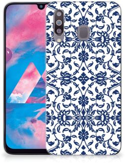 B2Ctelecom Back Cover Samsung M30 TPU Siliconen Hoesje Flower Blue