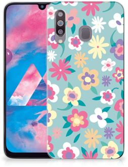 B2Ctelecom Back Cover Samsung M30 TPU Siliconen Hoesje Flower Power