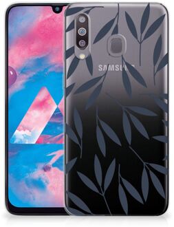 B2Ctelecom Back Cover Samsung M30 TPU Siliconen Hoesje Leaves Blue