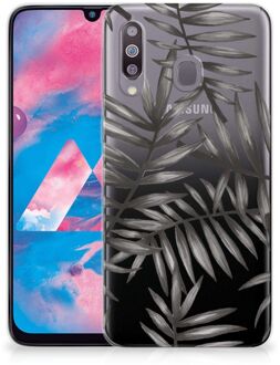 B2Ctelecom Back Cover Samsung M30 TPU Siliconen Hoesje Leaves Grey