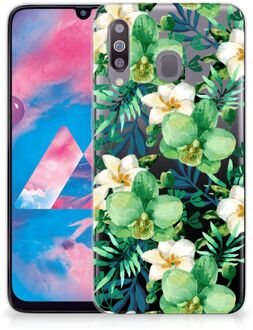 B2Ctelecom Back Cover Samsung M30 TPU Siliconen Hoesje Orchidee Groen