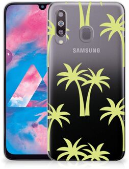 B2Ctelecom Back Cover Samsung M30 TPU Siliconen Hoesje Palmtrees