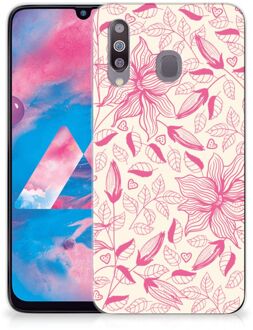 B2Ctelecom Back Cover Samsung M30 TPU Siliconen Hoesje Pink Flowers