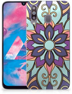 B2Ctelecom Back Cover Samsung M30 TPU Siliconen Hoesje Purple Flower