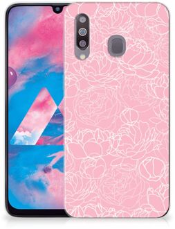 B2Ctelecom Back Cover Samsung M30 TPU Siliconen Hoesje White Flowers