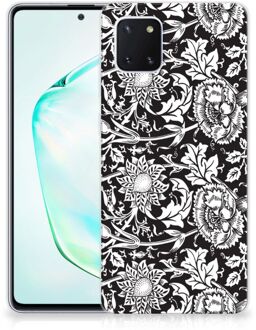 B2Ctelecom Back Cover Samsung Note 10 Lite TPU Siliconen Hoesje Black Flowers