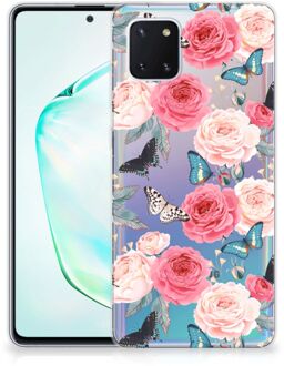 B2Ctelecom Back Cover Samsung Note 10 Lite TPU Siliconen Hoesje Butterfly Roses