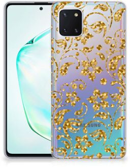 B2Ctelecom Back Cover Samsung Note 10 Lite TPU Siliconen Hoesje Gouden Bloemen