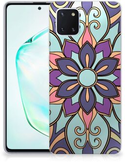 B2Ctelecom Back Cover Samsung Note 10 Lite TPU Siliconen Hoesje Purple Flower