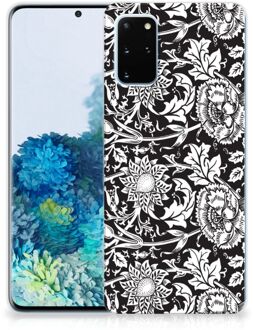 B2Ctelecom Back Cover Samsung S20 Plus TPU Siliconen Hoesje Black Flowers