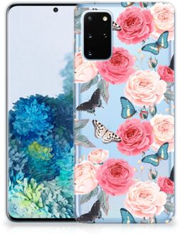 B2Ctelecom Back Cover Samsung S20 Plus TPU Siliconen Hoesje Butterfly Roses