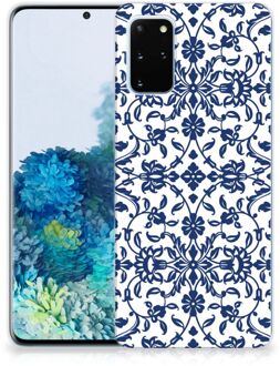 B2Ctelecom Back Cover Samsung S20 Plus TPU Siliconen Hoesje Flower Blue