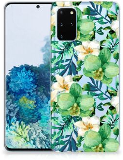 B2Ctelecom Back Cover Samsung S20 Plus TPU Siliconen Hoesje Orchidee Groen