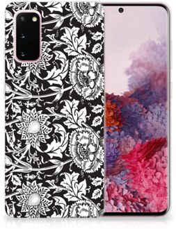 B2Ctelecom Back Cover Samsung S20 TPU Siliconen Hoesje Black Flowers