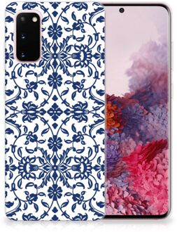 B2Ctelecom Back Cover Samsung S20 TPU Siliconen Hoesje Flower Blue