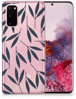 B2Ctelecom Back Cover Samsung S20 TPU Siliconen Hoesje Leaves Blue