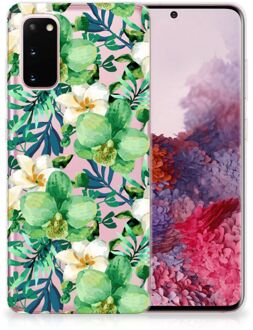 B2Ctelecom Back Cover Samsung S20 TPU Siliconen Hoesje Orchidee Groen