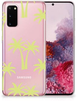 B2Ctelecom Back Cover Samsung S20 TPU Siliconen Hoesje Palmtrees