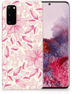 B2Ctelecom Back Cover Samsung S20 TPU Siliconen Hoesje Pink Flowers