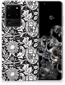 B2Ctelecom Back Cover Samsung S20 Ultra TPU Siliconen Hoesje Black Flowers