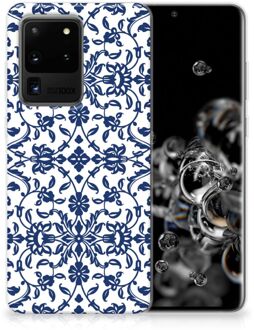 B2Ctelecom Back Cover Samsung S20 Ultra TPU Siliconen Hoesje Flower Blue