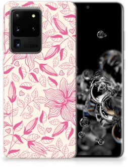 B2Ctelecom Back Cover Samsung S20 Ultra TPU Siliconen Hoesje Pink Flowers