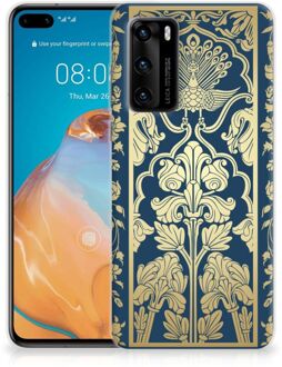 B2Ctelecom Back Cover Siliconen Hoesje Huawei P40 Hoesje Customize Golden Flowers