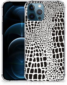 B2Ctelecom Back Cover Siliconen Hoesje iPhone 12 | 12 Pro GSM Hoesje met doorzichtige rand Slangenprint