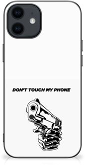 B2Ctelecom Back Cover Siliconen Hoesje iPhone 12 Pro | 12 (6.1") Telefoonhoesje met Zwarte rand Gun Don't Touch My Phone