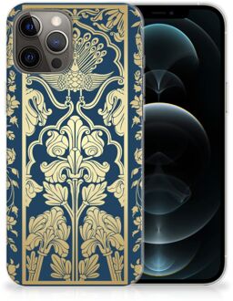 B2Ctelecom Back Cover Siliconen Hoesje iPhone 12 Pro Max Hoesje Customize Golden Flowers