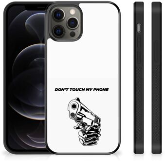 B2Ctelecom Back Cover Siliconen Hoesje iPhone 12 Pro Max Telefoonhoesje met Zwarte rand Gun Don't Touch My Phone