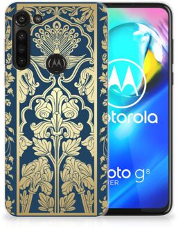 B2Ctelecom Back Cover Siliconen Hoesje Motorola Moto G8 Power Hoesje Customize Golden Flowers