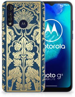 B2Ctelecom Back Cover Siliconen Hoesje Motorola Moto G8 Power Lite Hoesje Customize Golden Flowers