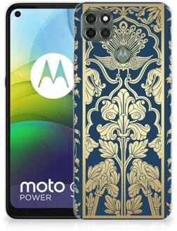 B2Ctelecom Back Cover Siliconen Hoesje Motorola Moto G9 Power Hoesje Customize Golden Flowers