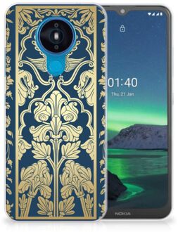 B2Ctelecom Back Cover Siliconen Hoesje Nokia 1.4 Hoesje Customize Golden Flowers