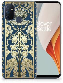 B2Ctelecom Back Cover Siliconen Hoesje OnePlus Nord N100 Hoesje Customize Golden Flowers